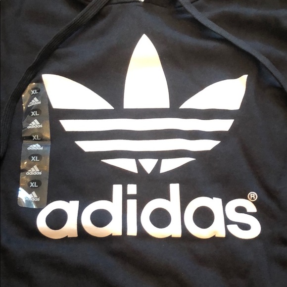 NWT Mens Adidas Black Trefoil Fleece Hoodie - Picture 7 of 11